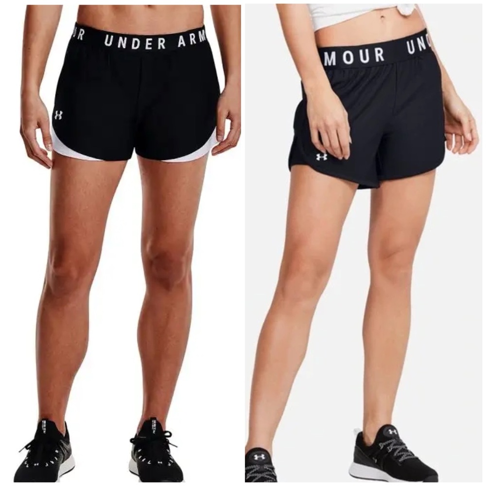 2 Under Armour Shorts Small Black White Neutral UA Play Up Athletic Set Bundle S